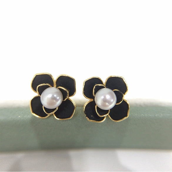 Women's Natural Freshwater Pearl Earrings S925 Sterling Silver Needle 18K Goldfilled Oblate Flat Round Bun Round