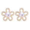 Women's Natural Freshwater Pearl Earrings S925 Sterling Silver Pin Alloy Inlaid Artificial And Semiprecious Stones Flat Round And Oblate Shape