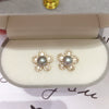 Women's Natural Freshwater Pearl Earrings S925 Sterling Silver Pin Alloy Inlaid Artificial And Semiprecious Stones Flat Round And Oblate Shape