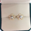 Women's Natural Freshwater Pearl Earrings S925 Sterling Silver Pin Alloy Inlaid Artificial And Semiprecious Stones Flat Round And Oblate Shape