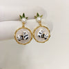 Women's Natural Freshwater Pearl Earrings S925 Sterling Silver Round Shape