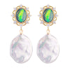 Women's Natural Freshwater Pearl Earrings With Abalone Shell In Sterling Silver And Alien Shape