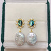 Women's Natural Freshwater Pearl Earrings With Abalone Shell In Sterling Silver And Alien Shape