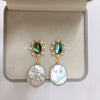 Women's Natural Freshwater Pearl Earrings With Abalone Shell In Sterling Silver And Alien Shape