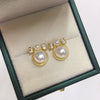 Women's Natural Freshwater Pearl Earrings With Alloy Inlaid Artificial And Semiprecious Stones And Bow Design Microinlaid Zircon Oblate Shape