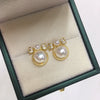 Women's Natural Freshwater Pearl Earrings With Alloy Inlaid Artificial And Semiprecious Stones And Bow Design Microinlaid Zircon Oblate Shape
