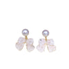Women's Natural Freshwater Pearl Earrings With Alloy Inlaid Artificial And Semiprecious Stones And Bow Design Oblate Shape