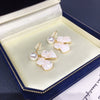 Women's Natural Freshwater Pearl Earrings With Alloy Inlaid Artificial And Semiprecious Stones And Bow Design Oblate Shape