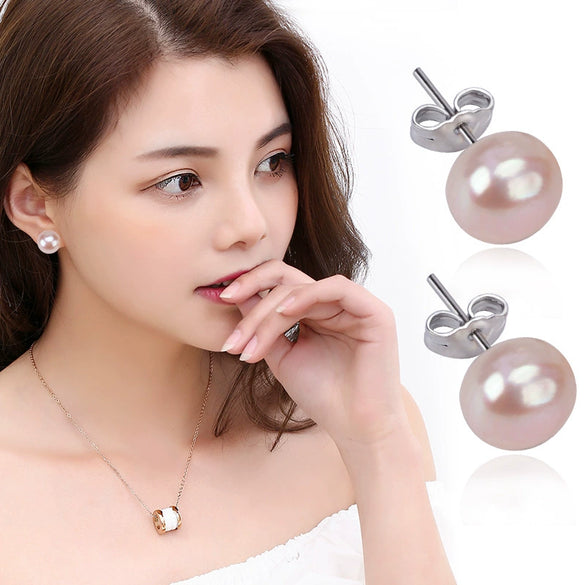 Women's Natural Freshwater Pearl Earrings With Alloy Inlaid Artificial And Semiprecious Stones Geometric Style