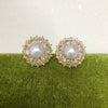 Women's Natural Freshwater Pearl Earrings With Microinlaid Zircon And 18K Gold Color Preservation Oblate And Round Shape