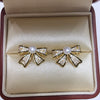 Women's Natural Freshwater Pearl Earrings With Microinlaid Zircon And Oil Bow Oblate Shape