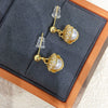 Women's Natural Freshwater Pearl Earrings With Microinlaid Zircon Oblate Shape