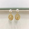 Women's Natural Freshwater Pearl Earrings With S925 Sterling Silver Needle And Sea Shell Bunny Design Oblate Shape