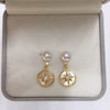 Women's Natural Freshwater Pearl Earrings With S925 Sterling Silver Needle Seashell Sixpointed Star Design Oblate Shape