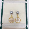 Women's Natural Freshwater Pearl Earrings With Sixpointed Star Micropaved Zircon And Oblate Pearl Shape