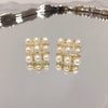 Women's Natural Freshwater Pearl Earrings With Square Micro Zircon Beads And S925 Sterling Silver Fashion Style