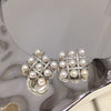 Women's Natural Freshwater Pearl Earrings With Square Micro Zircon Beads And S925 Sterling Silver Fashion Style