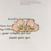 Women's Natural Freshwater Pearl Enamel Pink Love Heartshaped Earrings