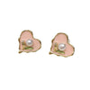Women's Natural Freshwater Pearl Enamel Pink Love Heartshaped Earrings