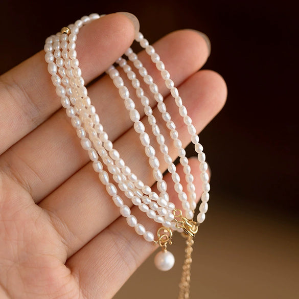 Women's Natural Freshwater Pearl Geometric Pattern Bracelet With 14K Gold Simple Style