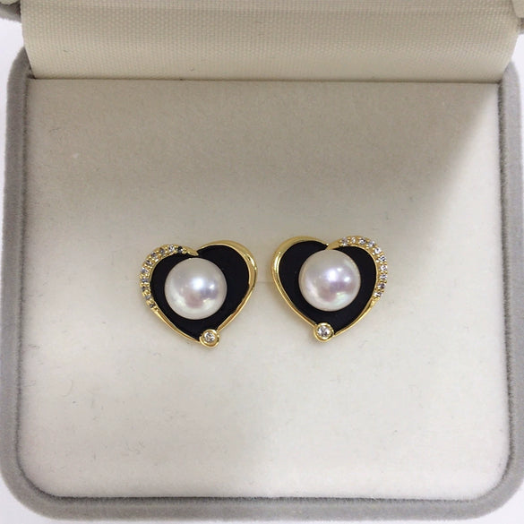 Women's Natural Freshwater Pearl Heart Shaped S925 Sterling Silver And 18K Goldfilled Earrings