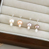 Women's Natural Freshwater Pearl Mushroom Earrings Candy Color Oblate Shape