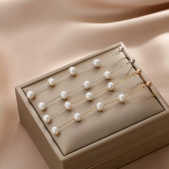 Women's Natural Freshwater Pearl Nearly Round Earrings