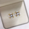 Women's Natural Freshwater Pearl Oblate Earrings 18K Goldfilled S925 Sterling Silver