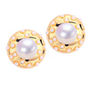 Women's Natural Freshwater Pearl Oblate Round Earrings 18K Goldfilled