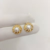 Women's Natural Freshwater Pearl Oblate Round Earrings 18K Goldfilled