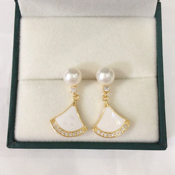 Women's Natural Freshwater Pearl Oblate S925 Sterling Silver Earrings