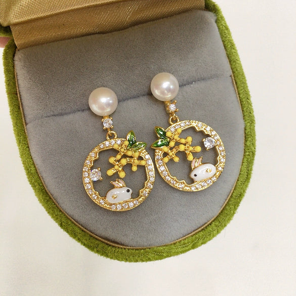 Women's Natural Freshwater Pearl Oblate S925 Sterling Silver Earrings