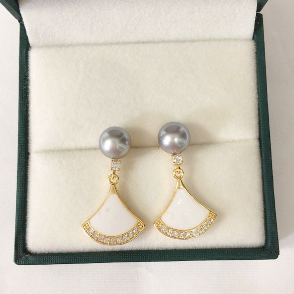 Women's Natural Freshwater Pearl Oblate S925 Sterling Silver Earrings