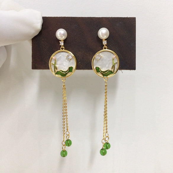 Women's Natural Freshwater Pearl Oblate S925 Sterling Silver Earrings