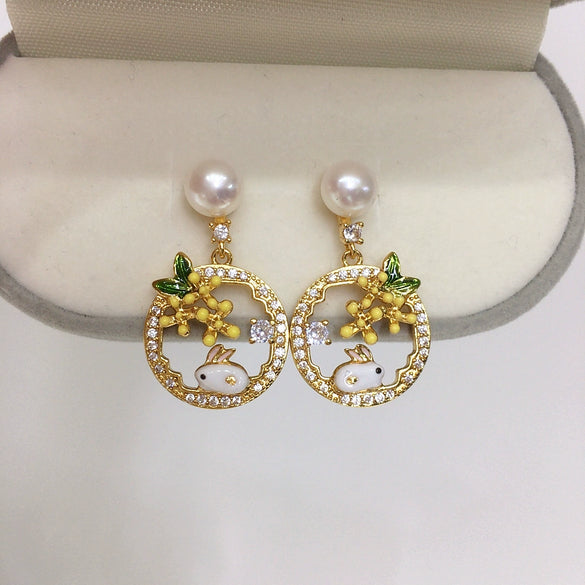 Women's Natural Freshwater Pearl Oblate S925 Sterling Silver Earrings
