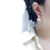 Women's Natural Freshwater Pearl Oblate S925 Sterling Silver Needle Earrings With Long Life Lock Chalcedony Design