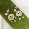 Women's Natural Freshwater Pearl Oblate S925 Sterling Silver Needle Earrings With Long Life Lock Chalcedony Design
