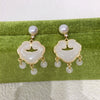 Women's Natural Freshwater Pearl Oblate S925 Sterling Silver Needle Earrings With Long Life Lock Chalcedony Design