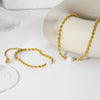 Women's Natural Freshwater Pearl Oval Gold Bean Titanium Steel Bracelet With Pvdp Furnace Real Gold Treatment And Geometric Design