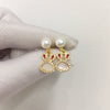Women's Natural Freshwater Pearl Rabbit Earrings With S925 Sterling Silver And 18K Goldfilled And Motherofpearl