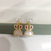 Women's Natural Freshwater Pearl Rabbit Earrings With S925 Sterling Silver And 18K Goldfilled And Motherofpearl