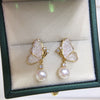 Women's Natural Freshwater Pearl S925 Sterling Silver Earrings With Butterfly Design And Oblate Shape