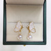 Women's Natural Freshwater Pearl S925 Sterling Silver Earrings With Butterfly Design And Oblate Shape