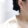 Women's Natural Freshwater Pearl S925 Sterling Silver Fanshaped Bamboo Leaf Tassel Earrings