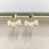 Women's Natural Freshwater Pearl S925 Sterling Silver Heart Bow Earrings 18K Goldfilled