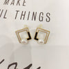 Women's Natural Freshwater Pearl S925 Sterling Silver 18K Goldfilled Square Geometric Earrings