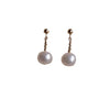 Women's Natural Freshwater Pearl 925 Silver Needle Round Earrings