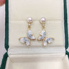 Women's Natural Freshwater Pearl Sterling Silver Oblate Butterfly Earrings