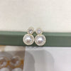Women's Natural Freshwater Pearl Stud Earrings S925 Sterling Silver 18K Gold Flat Round And Oblate Shape