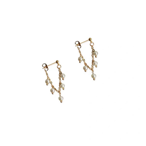 Women's Natural Freshwater Pearl Wheat Ears Tassel Elegant Earrings